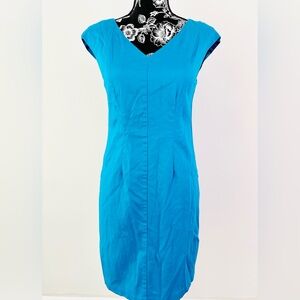 Bright ocean blue summer cotton shift dress
